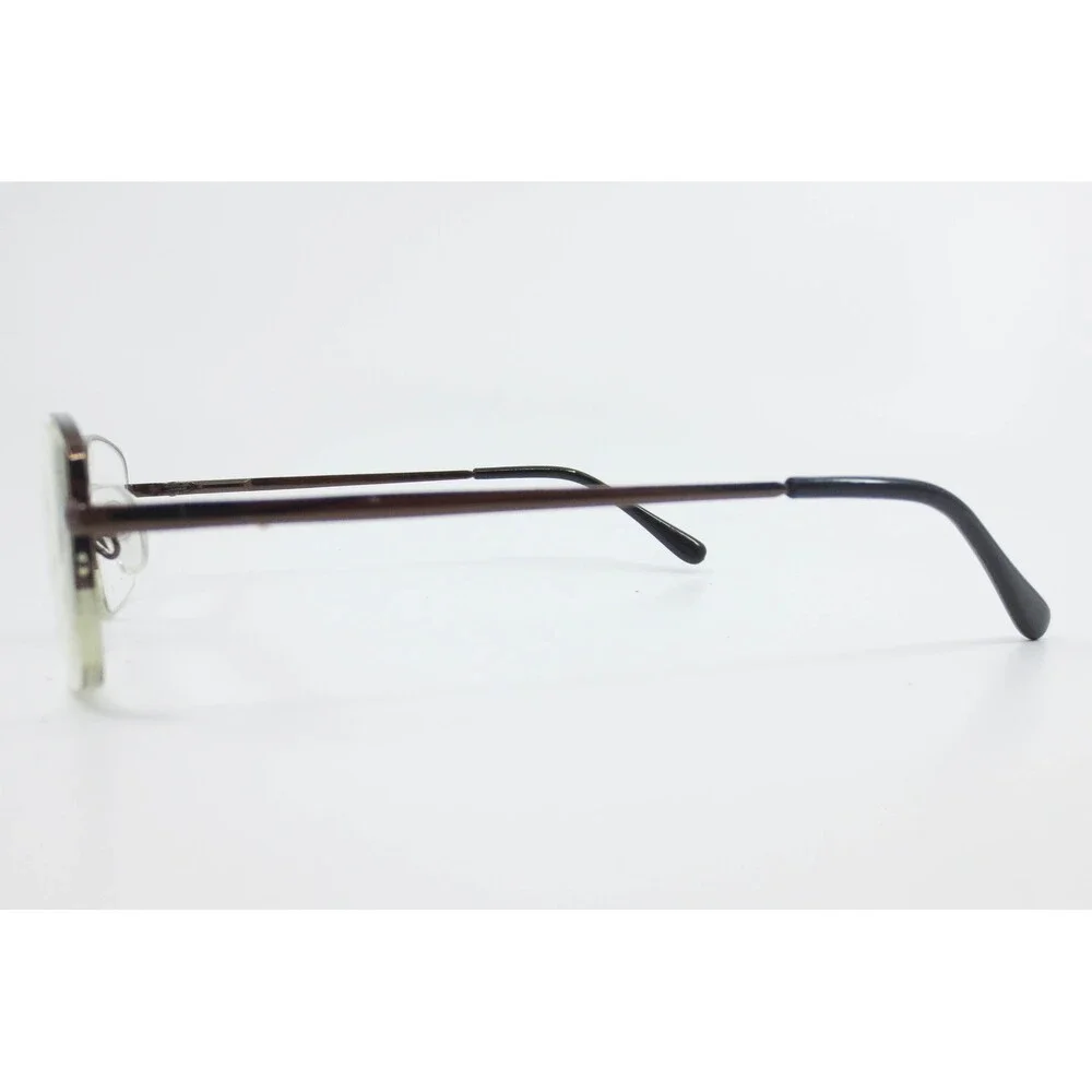 TJ826 Brown Metal Semi Rimless Rectangular Eyeglasses Frames 54-18-140